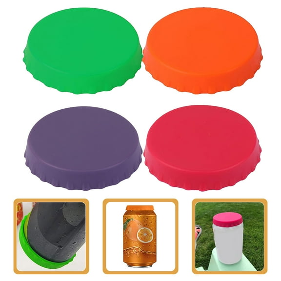 Masteelf 4Pcs Silicone Soda Can Lids Reusable Beverage Can Covers Airtight Can Caps Beverage Can Stopper Beer Saver Can Lids for Keeping Soda Beer