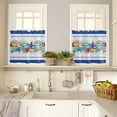 thumbnail image 4 of 3PCS Kitchen Curtains Valance and Tiers Set Semi Sheer Kitchen Curtain Valance Window Summer Ocean Starfish Conch Shell Coral Blue Tier & Valance Set Rod Pocket Valance Curtains, 54"x18"/27.5"x24"x2, 4 of 6