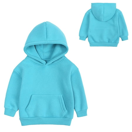

Qazqa Toddler Boys Girls Pullover Sweatshirt Children Solid Plus Babies Hooded Color Top Coat Girls Tops