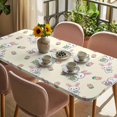 thumbnail image 3 of Easter Bunny Table Cloths for 4 Foot Rectangle Tables, Eggs Lovely Rabbits Spring Tulips Floral Yellow Patio Waterproof Elastic Fitted Tablecloths, Washable Rectangular Table Cover for Camping, 3 of 8