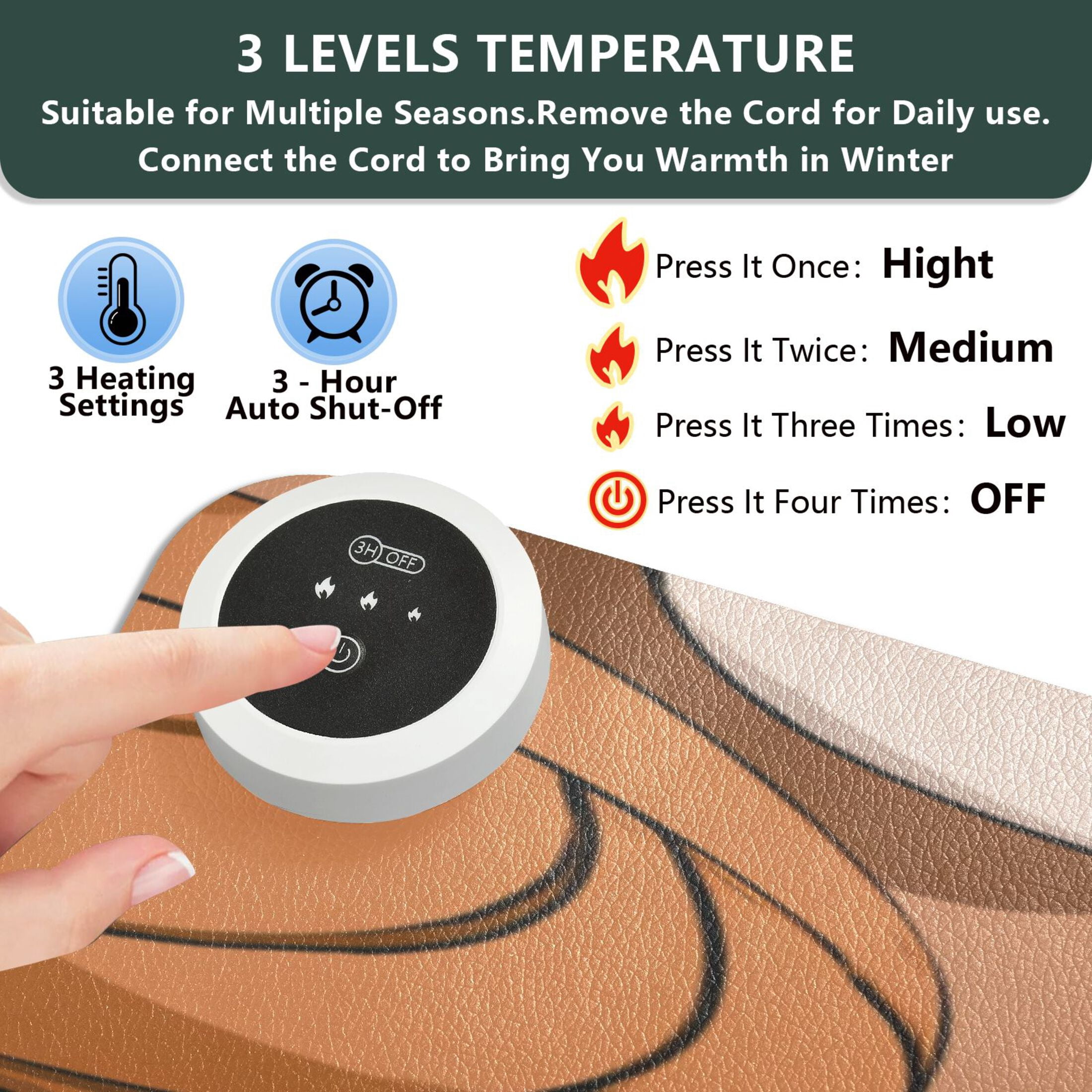 Large Heated Desk Mat Mouse Pad 31.5"x13"PU Leather Graphene Heating Desk Warmer with 3 Temperature Settings 110V US Plug Non-Slip Warm Pad for Home, Office, and Gaming Athletic Ball Collage Print