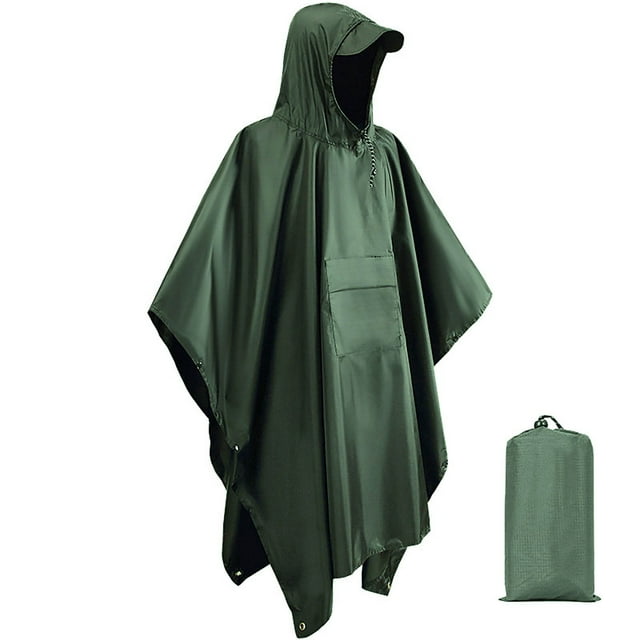 Poncho de Pluie Portable à Capuche Multicolore pour Randonnée Camping Pêche