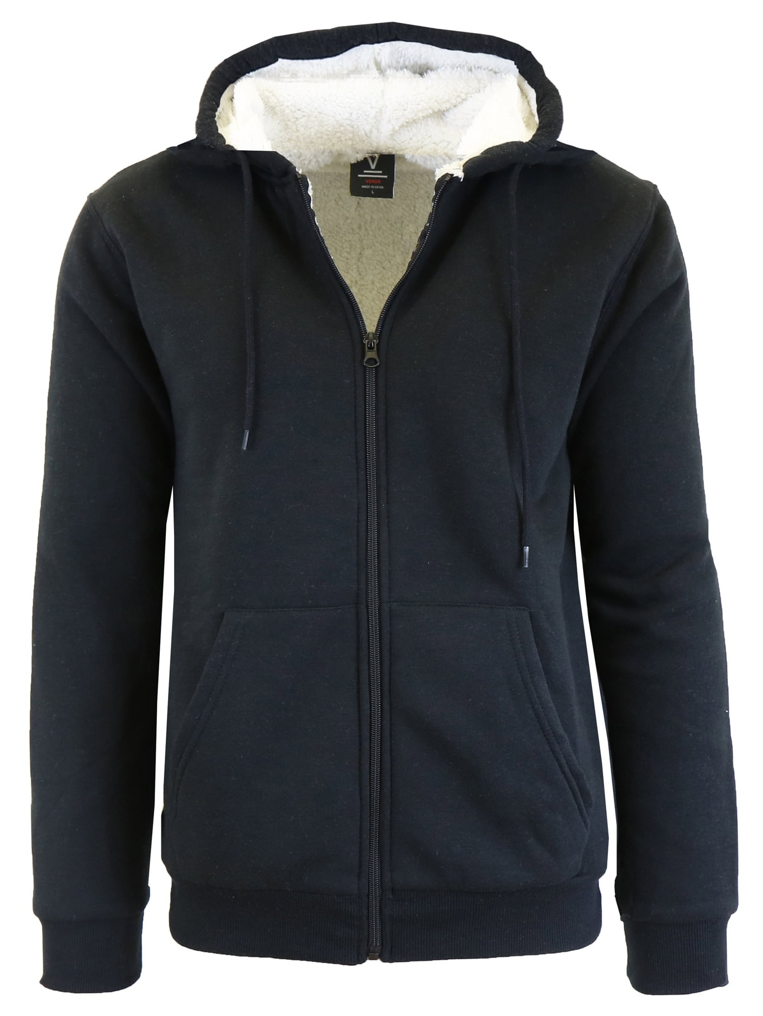 Men s Sherpa Fleece Lined Zip Up Hoodie Walmart