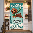 thumbnail image 3 of Cartoon Dachshund Happy Dachshund Winter Themed Pet Snowy Landscape Polyester Banner for Holiday Decor Christmas Party Winter Event, 3 of 9