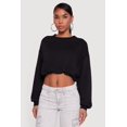 thumbnail image 2 of Women's Long Sleeve Cropped Bubble Hem Sweatshirt, 2 of 5