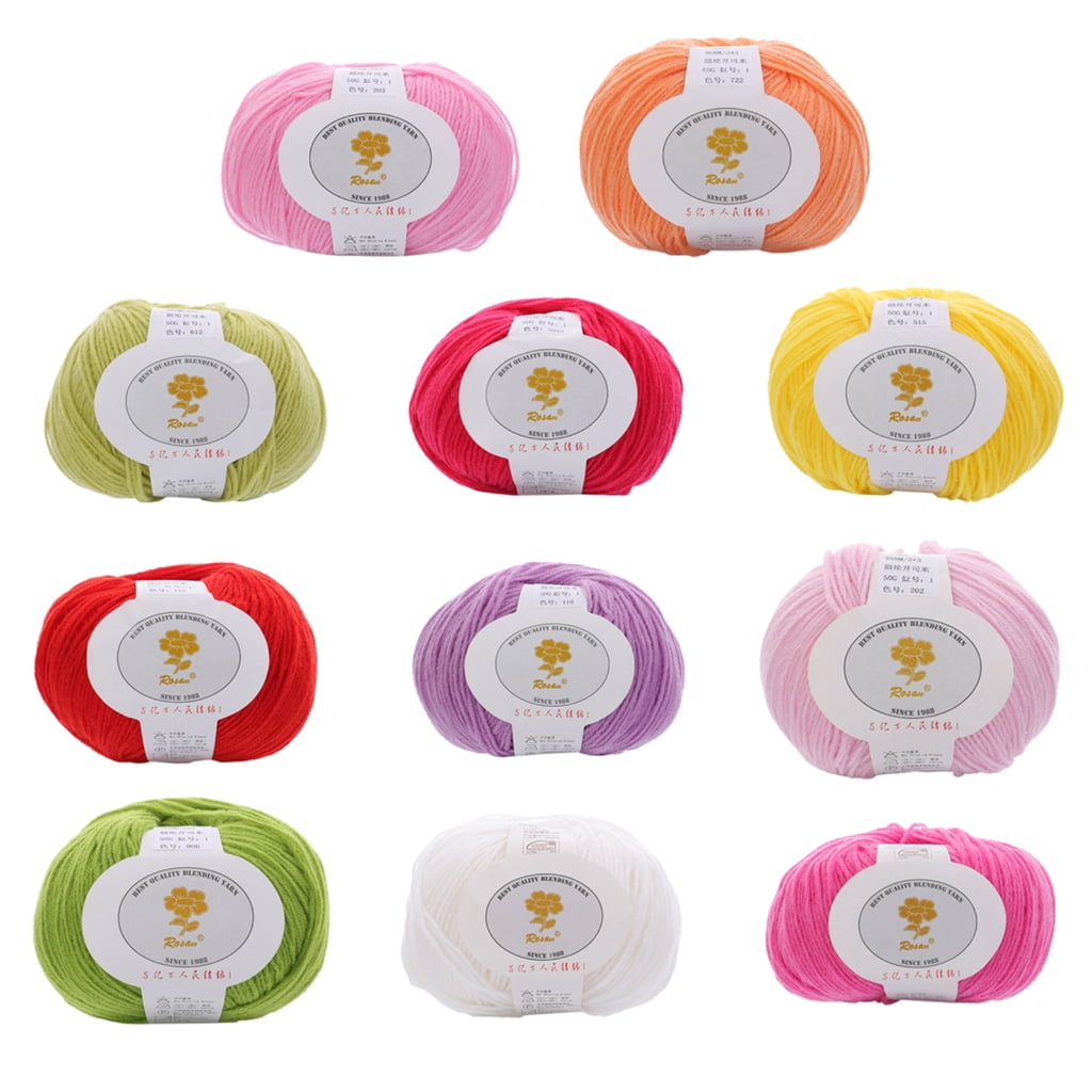 10Rolls of Wool Blend Yarn 1.76/Roll Soft Crochet Knitting Yarn For Beginner Adult Knitting Weaving Rugs Sweater Scarf