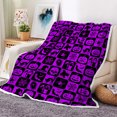 thumbnail image 3 of Halloween Blanket, Purple Checkered Plaid Pumpkin Black Bat Ghost Skull Halloween Throws Blankets, Spooky Webs Witch's Hat Soft Cozy Flannel Blanket for Sofa Couch Bed Decor, 60X70IN, 3 of 5