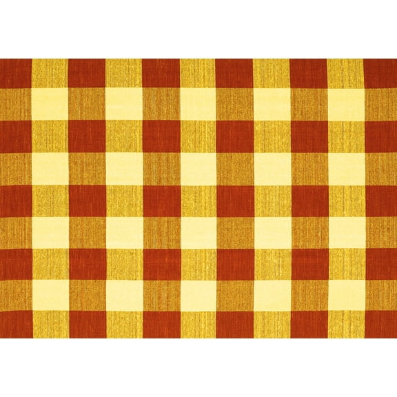 Ahgly Company Machine Washable Indoor Rectangle Checkered Yellow Modern Area Rugs, 5' x 7'