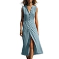 thumbnail image 2 of ChaoHeng Dresses for Women Maxi for 2026 Spaghetti Strap Sleeveless Flowy Solid Casual for Light Blue M, 2 of 7