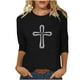 thumbnail image 2 of Xuyuer Women's Casual 3/4 Sleeve T-Shirts Round Neck Cute Tunic Tops Basic Tees Blouses Loose Fit Pullover, 2 of 5