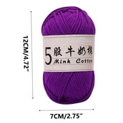 Soft Milks Cottons Yarn 5 Strands for Hand Knitting 50g,Worsted Handmade Thread,325m,1mm Thickness,Soft and Strong, Bright and Lustrous,Nice Materials for Making Shoes,Hats,Sweaters(Purple)