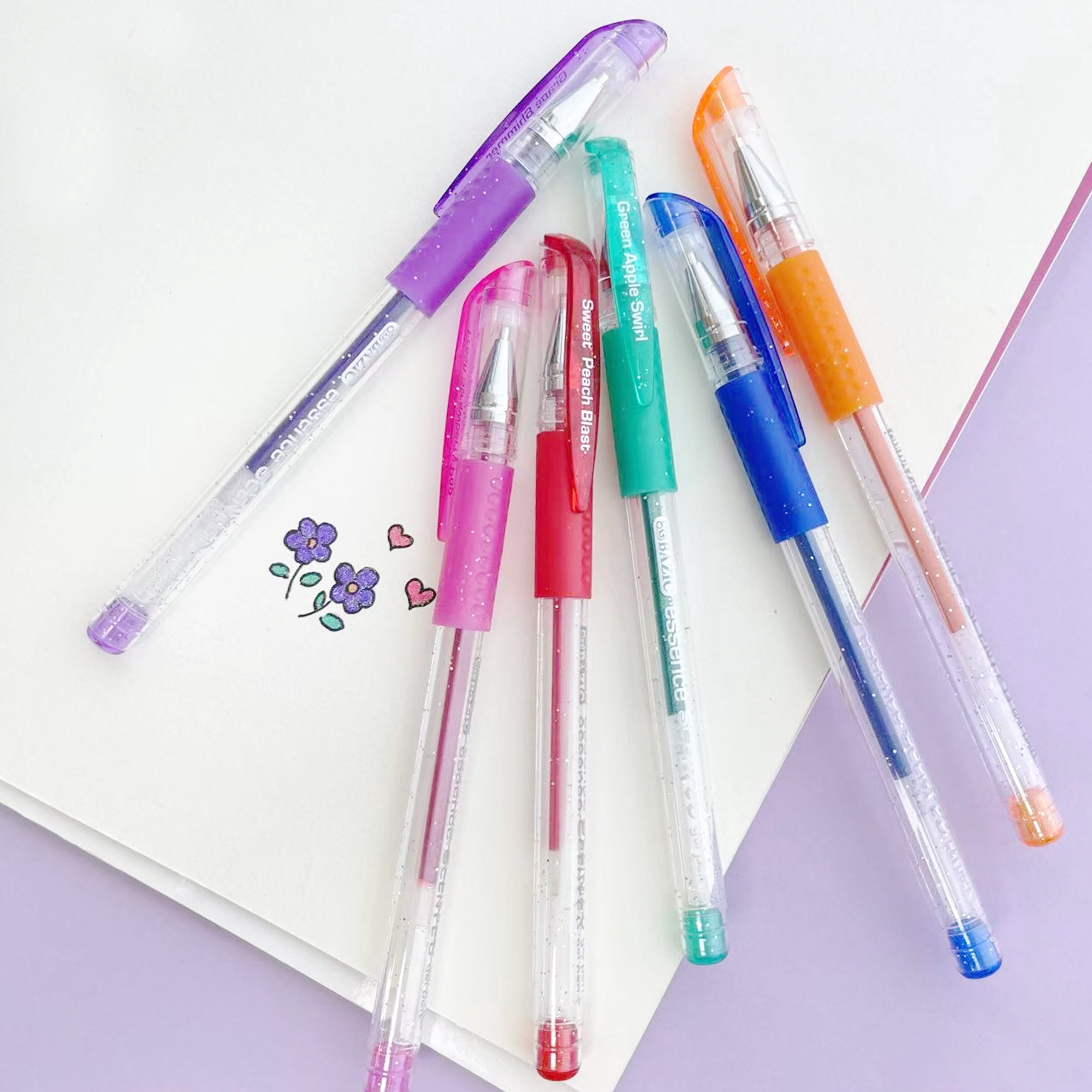 BAZIC Essence Scented Glitter Color Gel Pen, Comfort Grip (6/Pack), 24-Pack