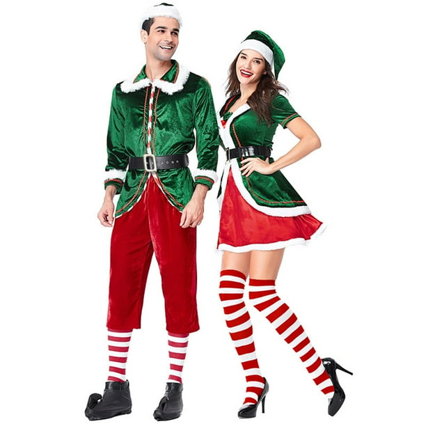 Disfraz De Elfo Navideño Para Mujer Con Vestido, Gorro, Orejas Y Cinturón: Conjunto Completo Para Fiestas Familiares