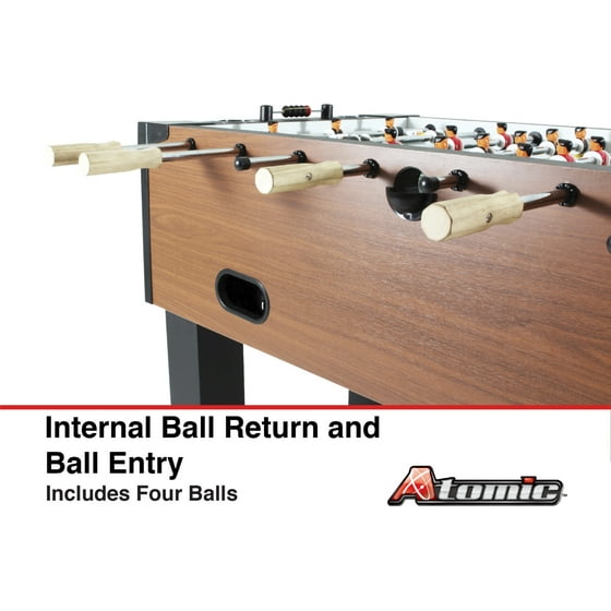Atomic Gladiator 56 Foosball Table With Internal Ball Return System And Ball Entry And Integrated Cup Holders