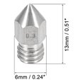 thumbnail image 2 of Boquilla de impresora 3D de 0.3mm, adecuada para cabezal de extrusión MK8, para filamento de 1.75mm, acero inoxidable, 2 piezas, 2 of 4