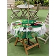 thumbnail image 3 of St. Patrick's Day Outdoor Tablecloth - 54 Inch Round Dining Table Cover, Spring Shamrock Hat Daisy Ladybirds Wood Gray Waterproof Outdoor Table Cloth with Umbrella Hole & Zipper for Picnic/Patio, 3 of 7