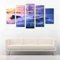 thumbnail image 2 of Juego de Cuadros Decorativos, Playa Costa Violeta y Estilo Onírico, 5 Piezas, Ideal para Recámara y Sala, 150x80cm, 2 of 5