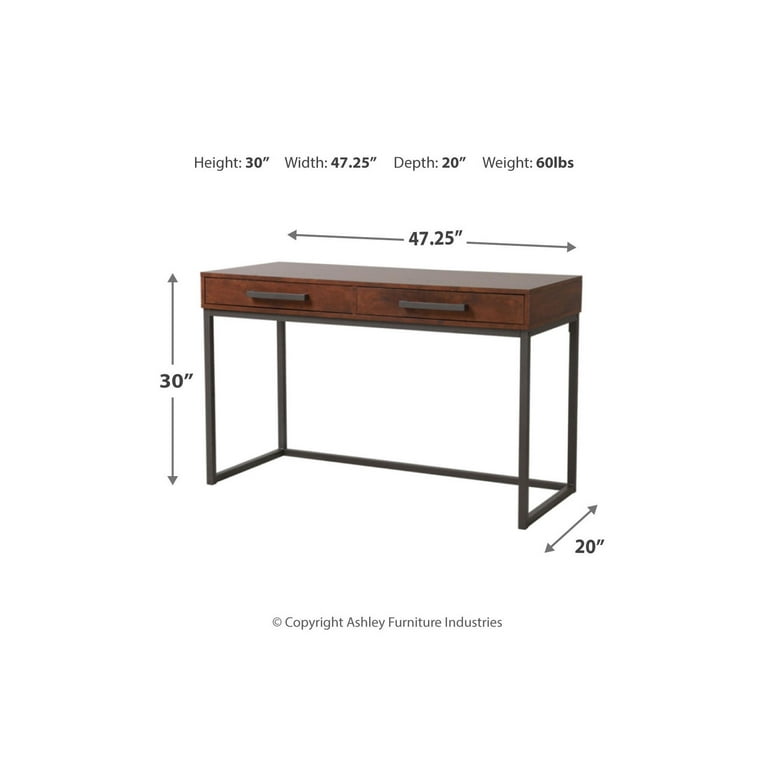 Signature Design by Ashley Casual Horatio Home Office Desk Warm Brown Gunmetal