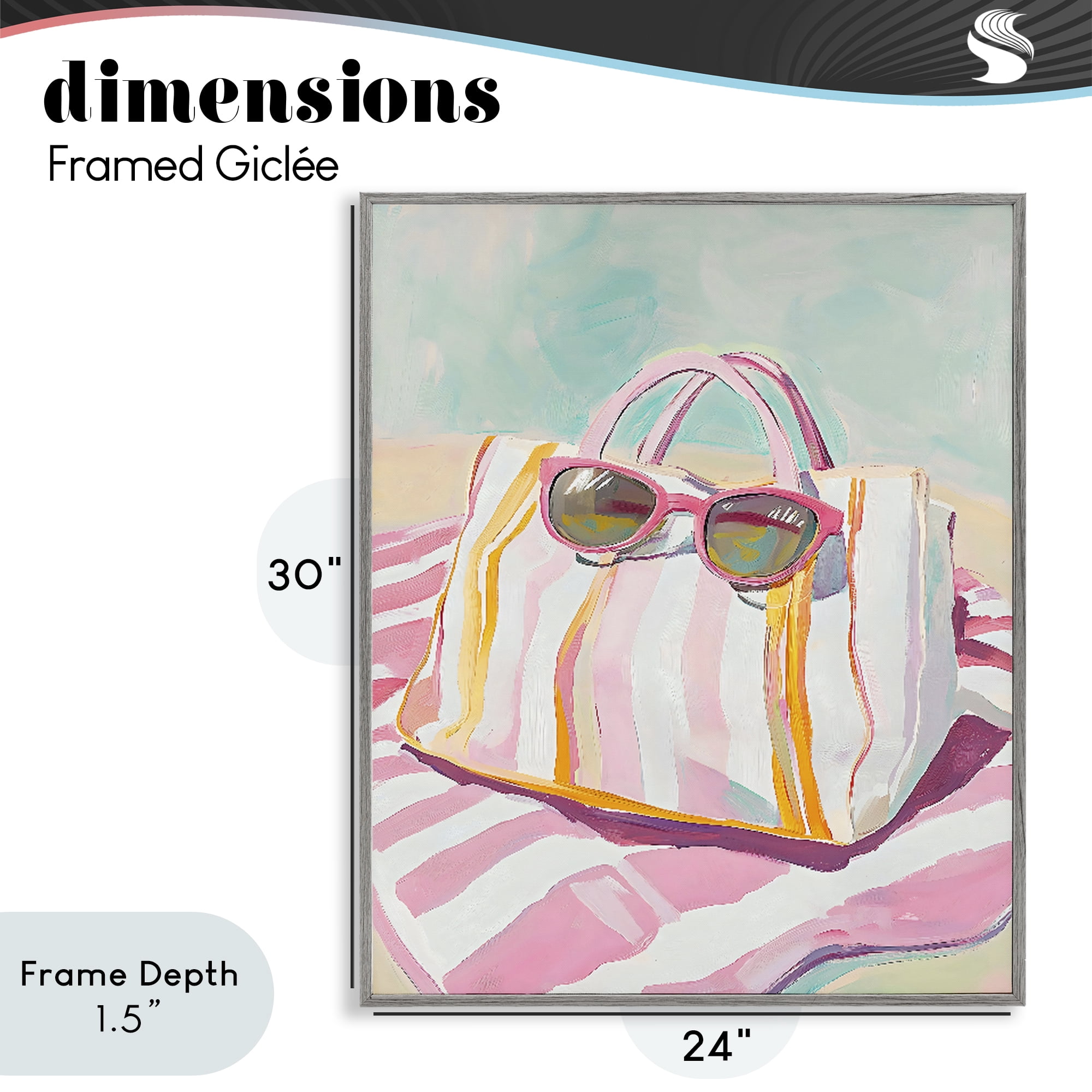 Stupell Industries Beach Bag & Sunglasses Gray Framed Giclee Art, design by The Prints Vibe