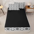 thumbnail image 4 of jejeloiu Preppy Bow Zipper Twin Comforter Sets with Fitted Sheet and 2 Pillowcases For Men Women,Classic Pattern Zipper Bedding Set,Black White,Black Reversible,4-Piece, 4 of 7