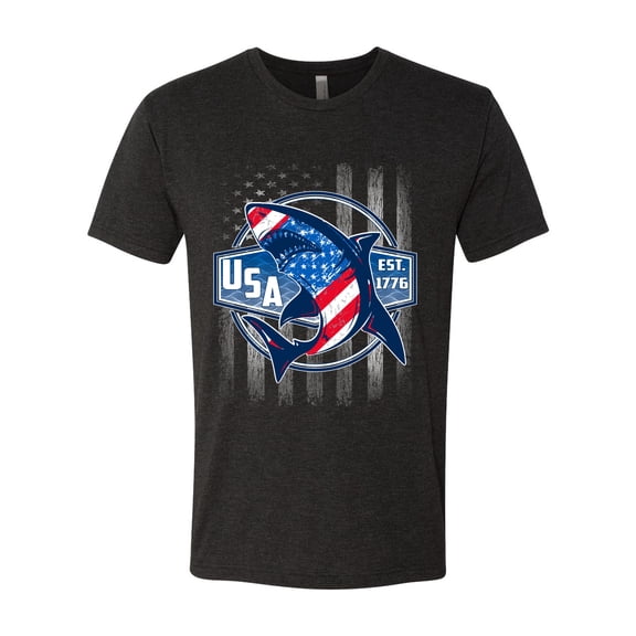 Wild Bobby Great White Shark USA Since 1776 Men Premium Tri Blend Tee