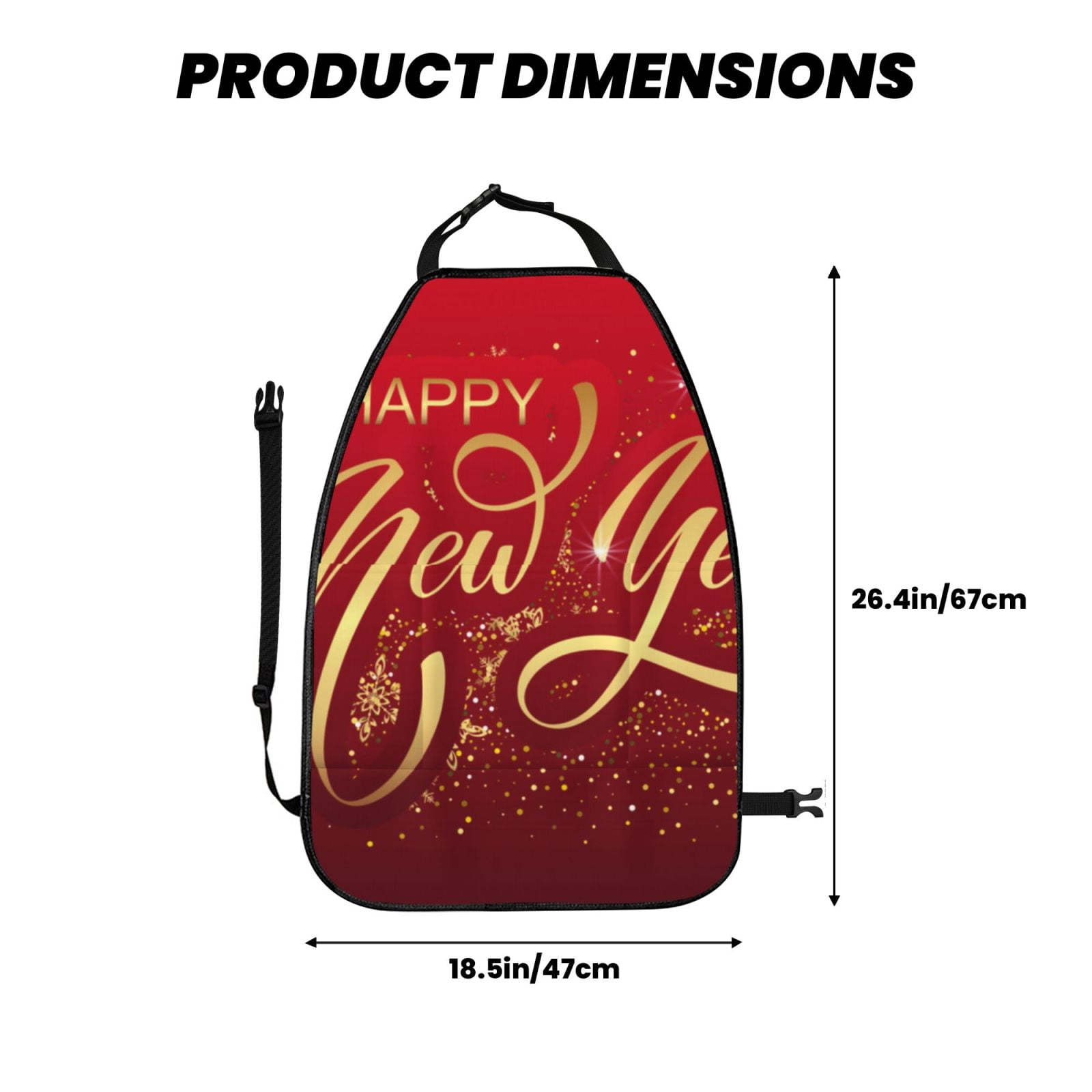 Xecao Happy New Year2 Pattern Car Seat Back Protector 2 Pack Large Capacity Pocket, Kick Mats Back Seat Protector