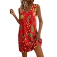 thumbnail image 3 of Summer Dress Plus Size Sleeveless V-Neck Floral Printed Pockets Summer Women's Flowy Beach Vacation Outdoor Casual Loose Dresses, 3 of 8