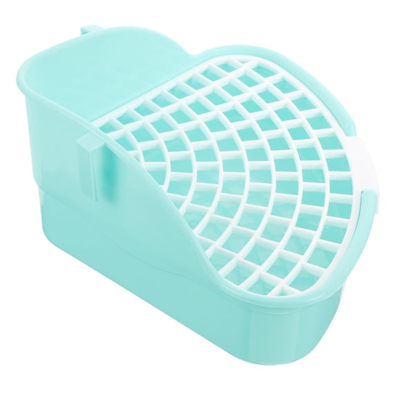 Supvox Plastic Triangle Rabbit Litter Pan Sky Blue with Splash Proof Edge for Small Pets