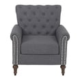 thumbnail image 5 of Living Room Chairs Modern Accent Linen Fabric Arm Chair Comfy Upholstered Tufted Club Single Sofa Dark Gray, 5 of 10