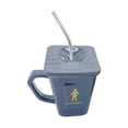 thumbnail image 1 of Taza de café divertida con diseño de sartén en cuclillas, regalos ingeniosos, agarre cómodo y personalidad. gris con paja, 1 of 9