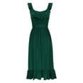 thumbnail image 4 of Women's Elegant Midi Dress Sleeveless Ruffle Scoop High Waist A Line Flowy Wedding Cocktail Party Dresses with Belt, 4 of 7