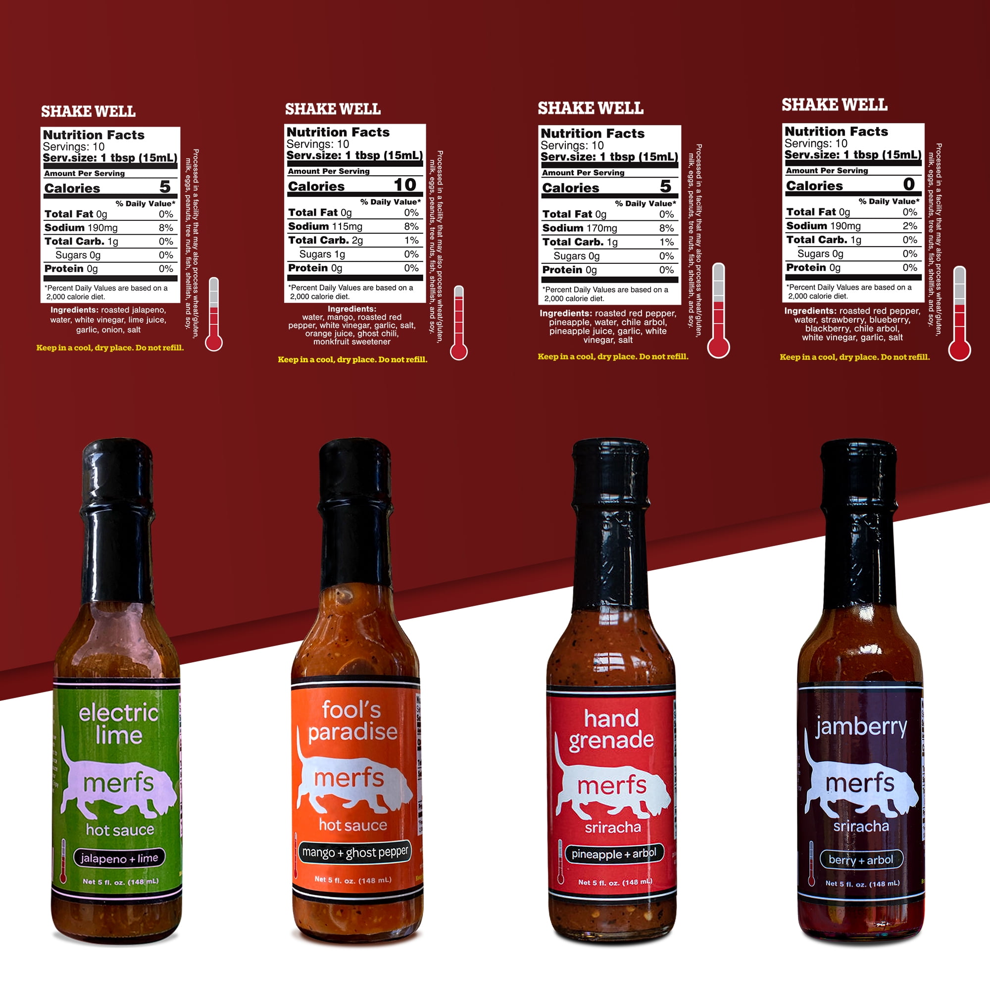 Merfs Condiments Gourmet Hot Sauce Gift Set Variety Pack