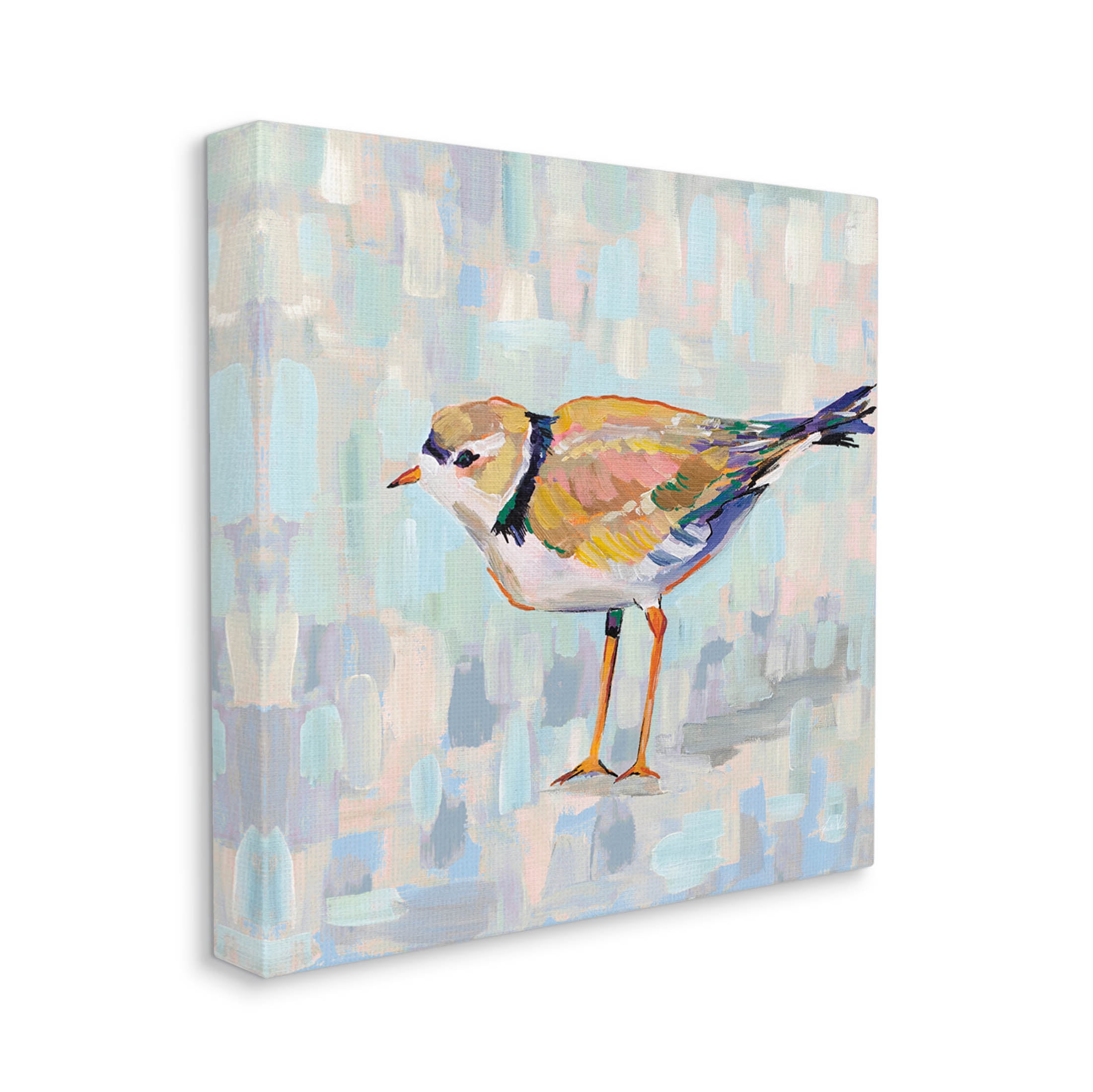 Stupell Industries Coastal Plover Abstract Patchwork Bird Painting Gallery Wrapped Canvas Print Wall Art, Design by Jeanette Vertentes