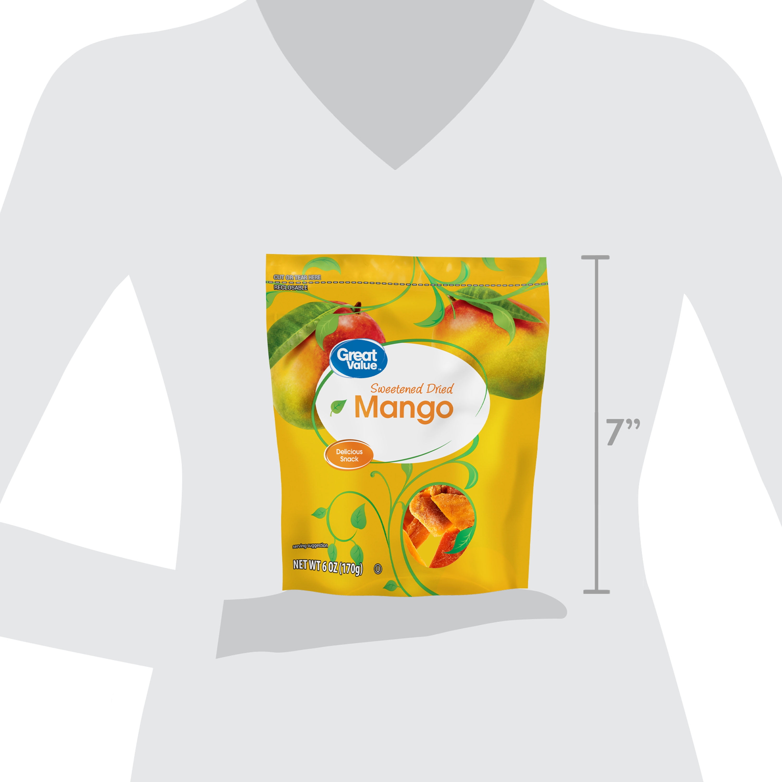 (2 pack) Great Value Sweetened Dried Mango, 6 oz