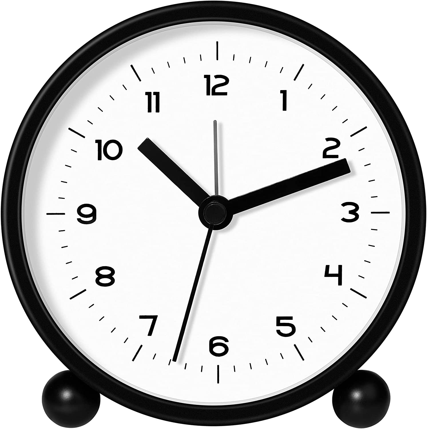 Analog Alarm Clock 4 inch, Battery Operated NonTicking Silent Small