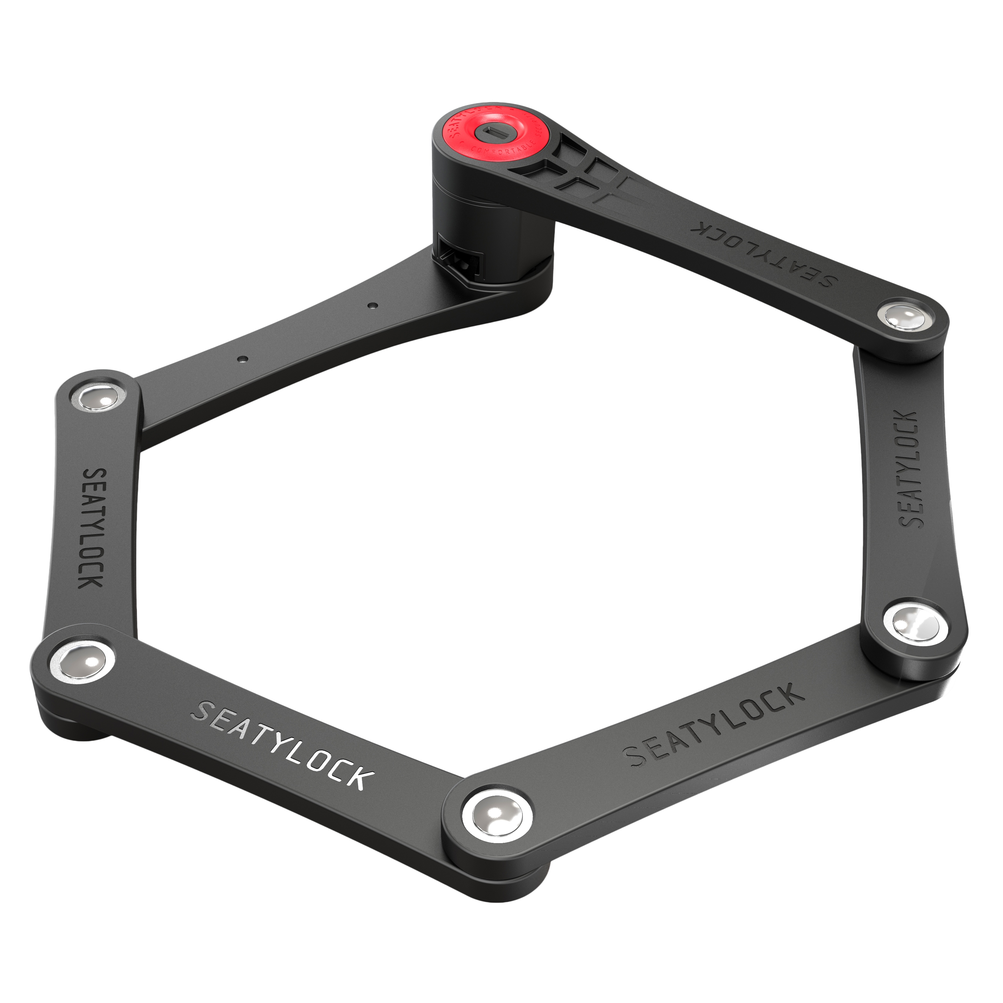 Seatylock FoldyLock 90cm Black with Red - Premium High Security Folding Bike Lock - Sold Secure Gold Rated Heavy Duty Anti Theft Guard with Keys
