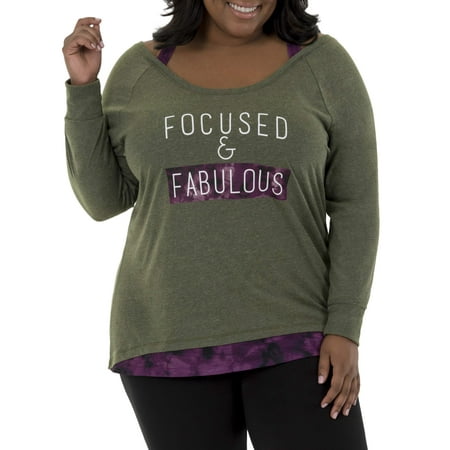 Ballet Womens Shirt - Women's Plus-Size Active Ballet 2fer Top