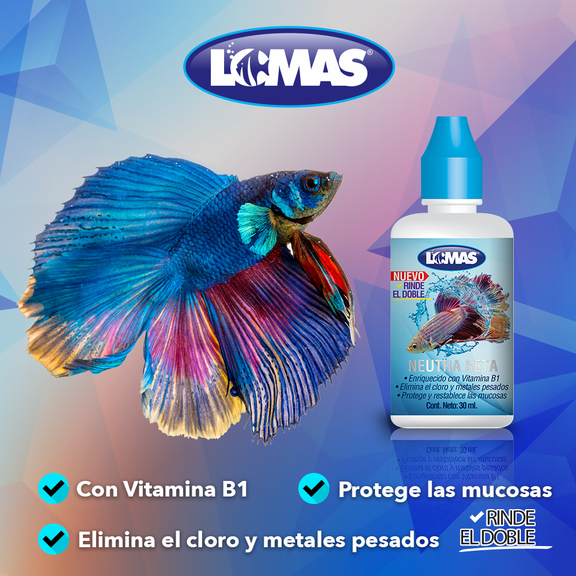 Neutra Beta 30ml LOMAS Elimina Cloro Protege Mucosas Peces
