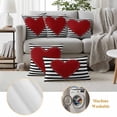 thumbnail image 6 of Valentine's Day Outdoor Waterproof Pillow Covers, Red Love Heart Black Striped Farmhouse Decorative Square Throw Pillowcase Sofa Cushion Sham for Patio/Couch/Chair, 18"x18" 2 Pack, 6 of 8
