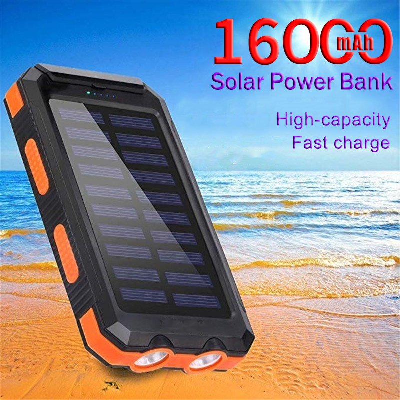 16000Ah Solar Power Bank, IP66 Waterproof Portable Solar Charger