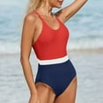 thumbnail image 5 of Womens Swimsuits Pimelu Bathing Suit for Women One Piece Swimsuit Womens High Waist Bathing Suits Beach Pool Fashion Color Block Backless Strap Swimwear Ladies Girls Sports Athletics Swimsuit, 5 of 7