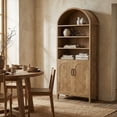 thumbnail image 5 of Tribesigns 71- Inches Tall Arched Bookcase, 8-Tier Bookshelf with Doors & Adjustable Shelves, Farmhouse Bookcase for Home Office, Oak Color, 5 of 5