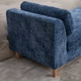 thumbnail image 6 of Modern Chenille Chaise Lounge Bench with Armrests, Sturdy Rubberwood Legs, Comfortable Upholstered Seating for Living Room & Bedroom, Multi-Purpose Daybed with 2 Bolster Pillows, Blue, 6 of 9