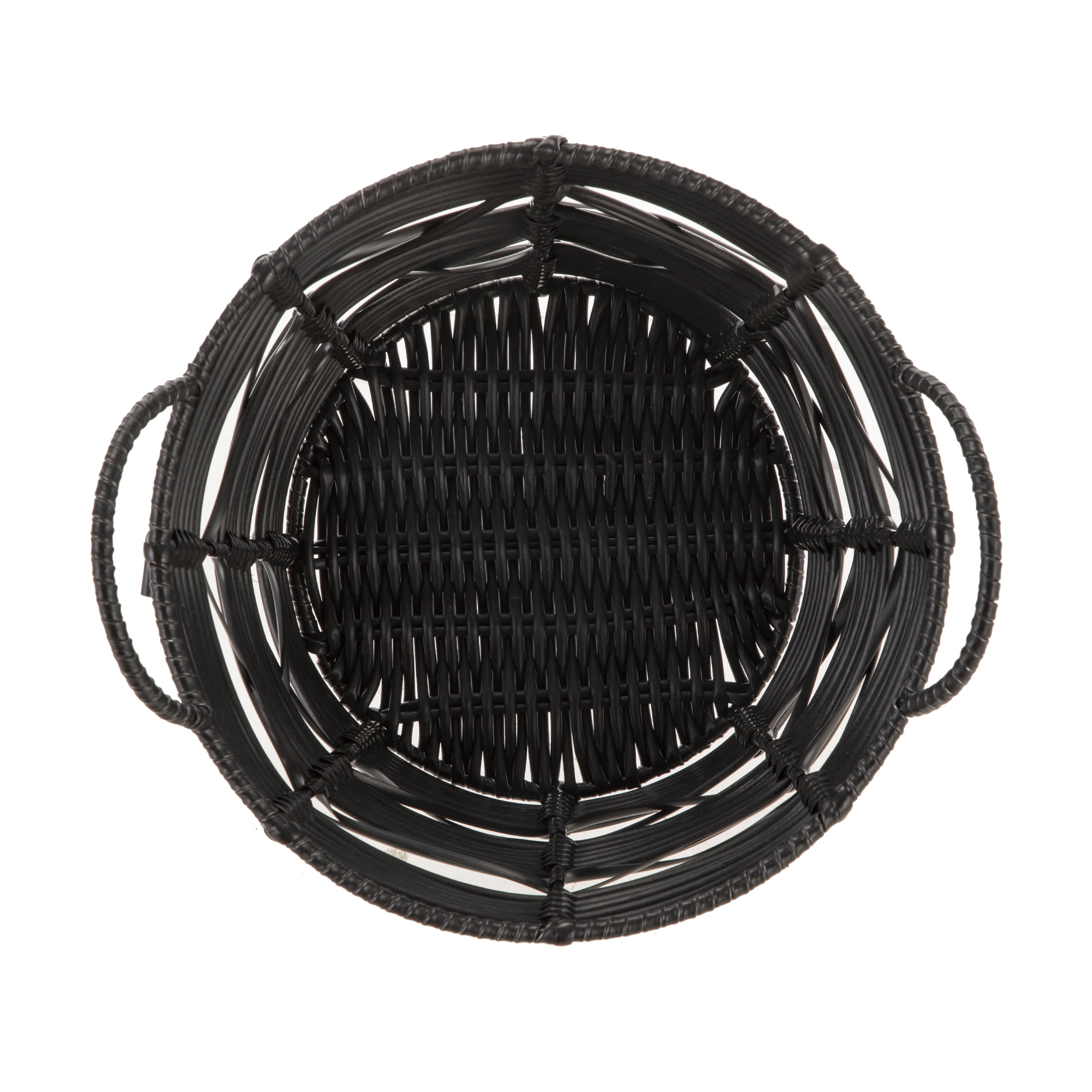 (2 pack) Homezone 9" Plastic Round Black Abstract Basket with Handles