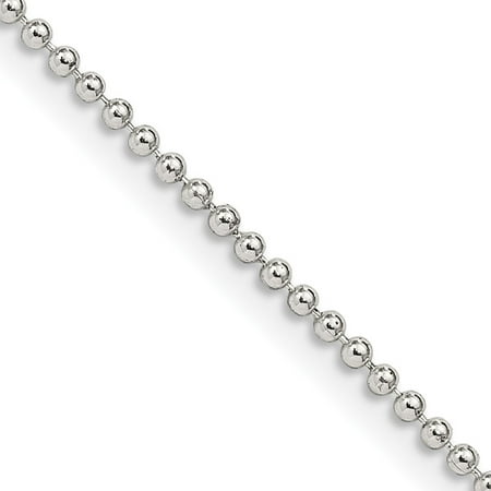Auriga Fine Jewelry 925 Sterling Silver 1.5 mm Beaded Chain Necklace for Women 16"