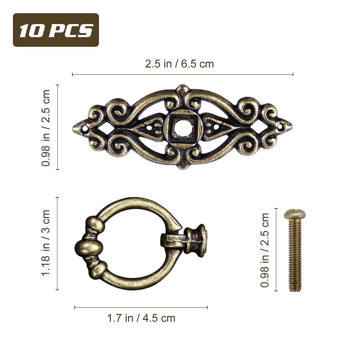 Worgeous WINOMO 10pcs Vintage Kitchen Cabinet Cupboard Dresser Door Drawer Handles Knobs (Antique Brass)
