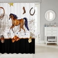 thumbnail image 2 of Western Cowboy Kids Shower Curtains,Cowboy Boots Horseshoe Cactus Rustic Farmhouse Bathroom Curtains for Boys Girls Adults,Guitar Music Retro Waterproof Curtains,12 Hooks Suits,72" W x 84" L, 2 of 6