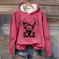 thumbnail image 2 of Zip Up Sweatshirt Women Fall Winter Oversized Hooded Long-sleeved Puff Cold Shoulder Hoody Heart Print Leisure Cotton Hoodies Sweatshirt(Hot Pink,S), 2 of 3