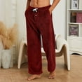 thumbnail image 2 of YDDIAN Men's Fleece Pajama Pants - Thick Plush Fuzzy Sleepwear Wine M, 2 of 5