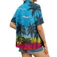 thumbnail image 4 of Huresd Hawaiian Shirts for Women Soft Hawaiian Tropical Palm Tree Print Blouse Dress Shirt New Button Down Collar Short Sleeve Party Vacation Shirt XL Blue, 4 of 6